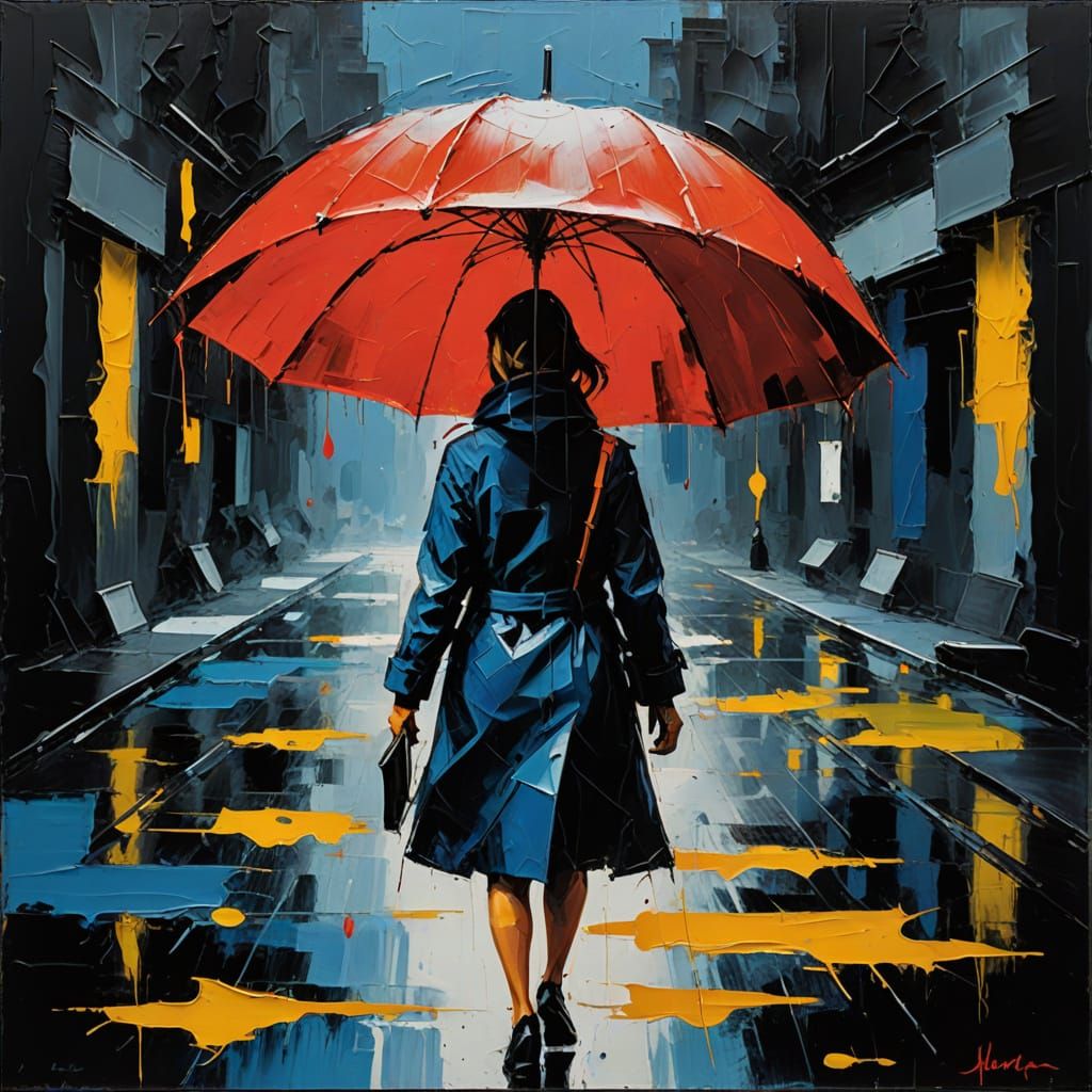 Dramatic Abstract Portrait in High-Gloss Acrylic and Oil