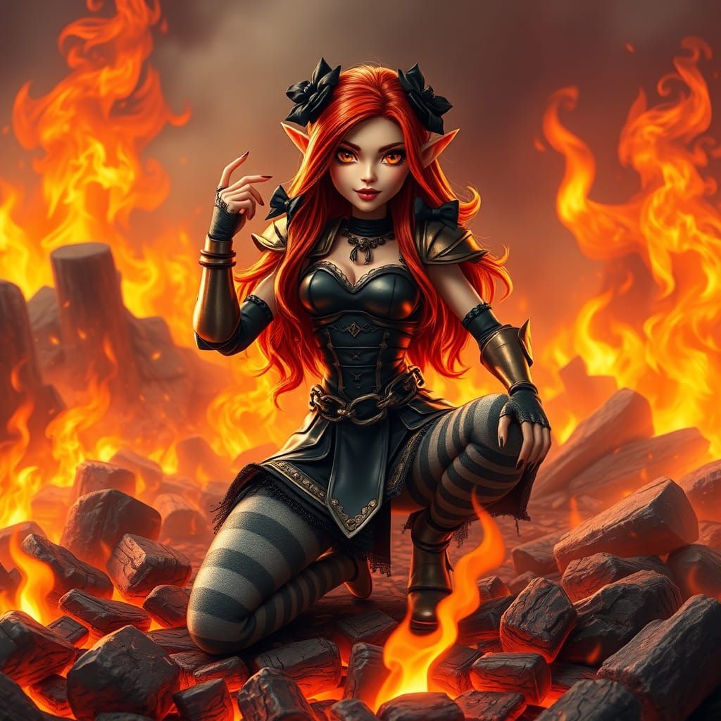 Warrior Elf on Battlefield in Candy Art Style