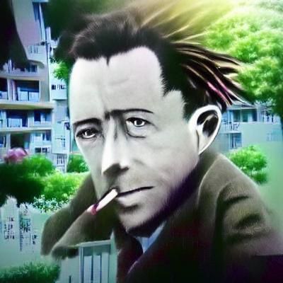 Albert Camus in Anime Style Portrait