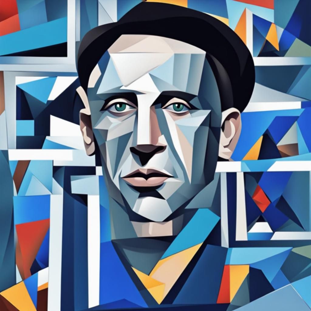 Cubist Self-Portrait in Geometric Fauvism Style