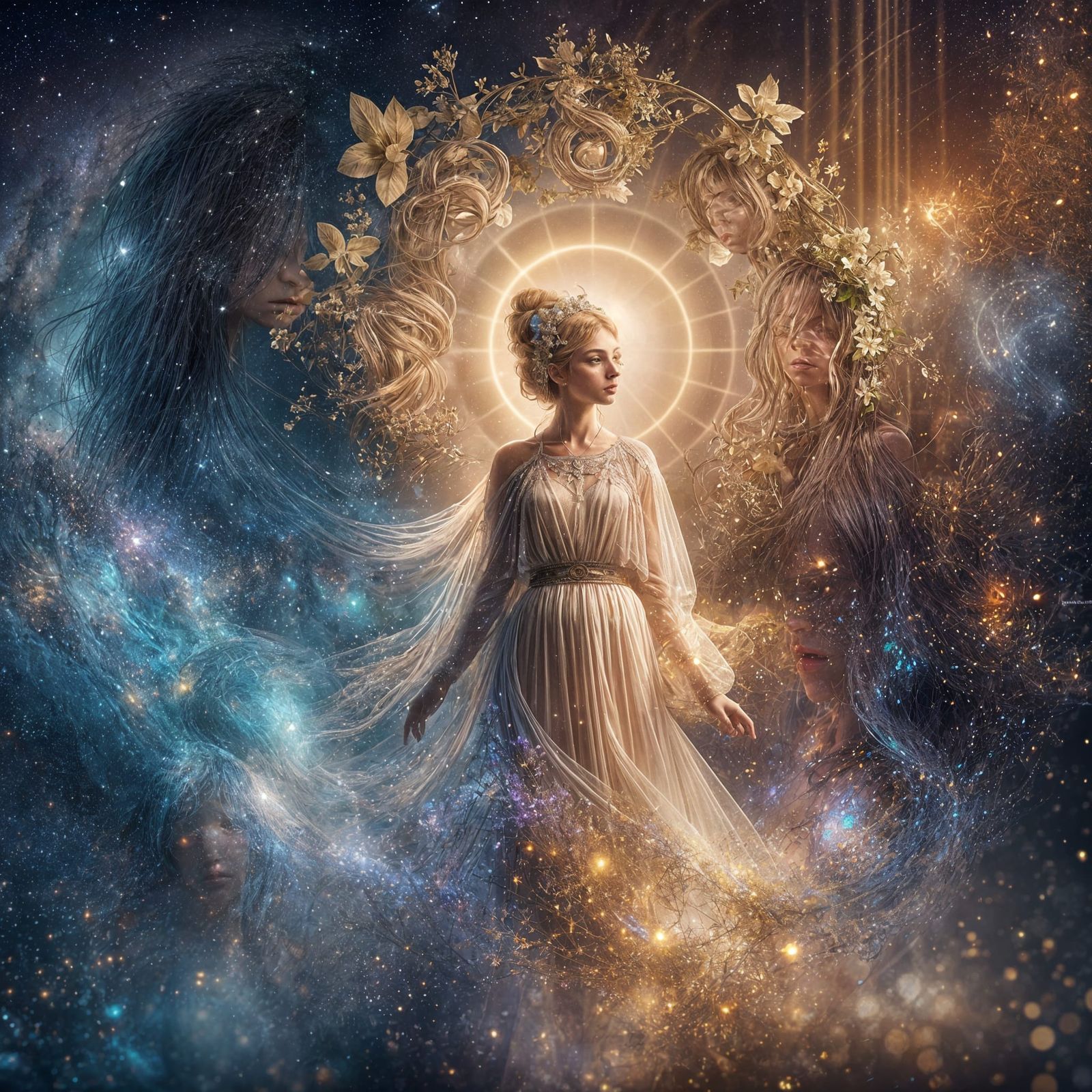 Ethereal Goddess of Love in Starlight Gown