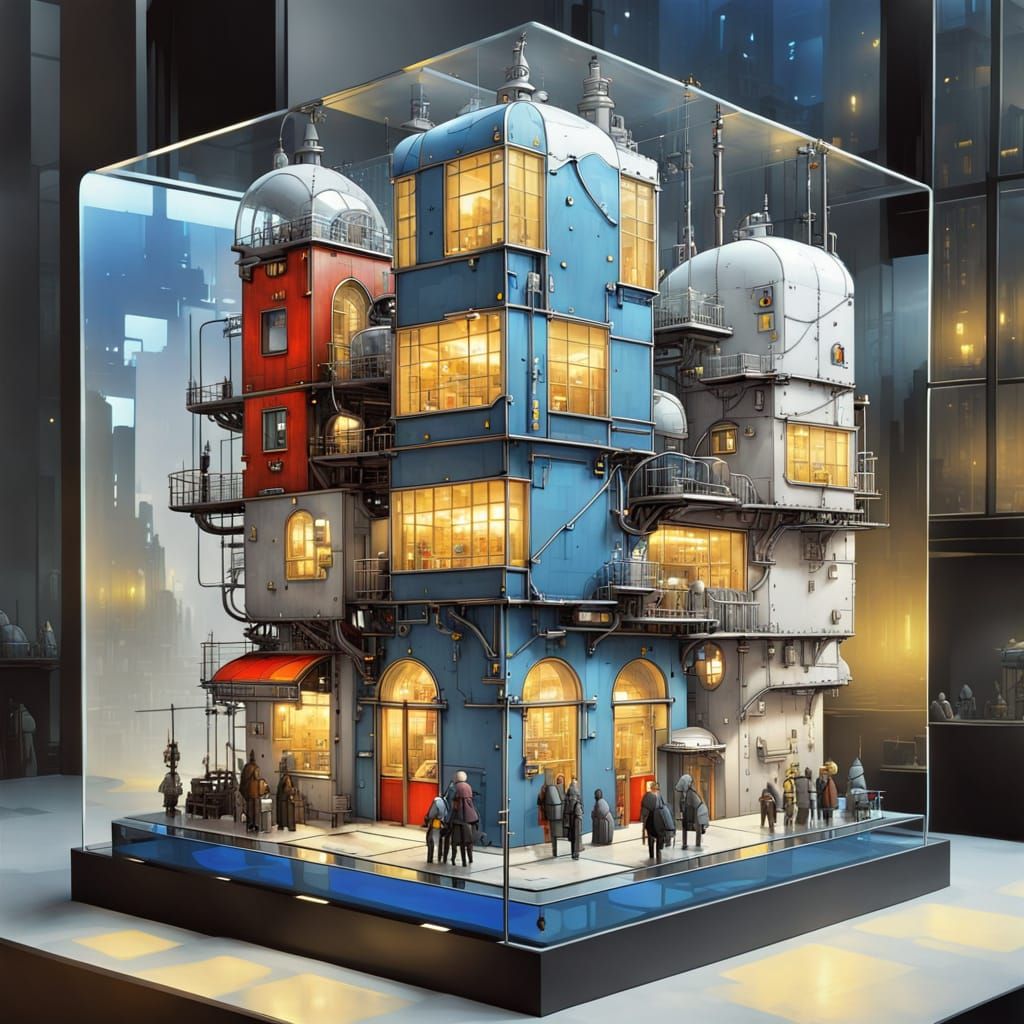 Model of a steam-punkish street corner