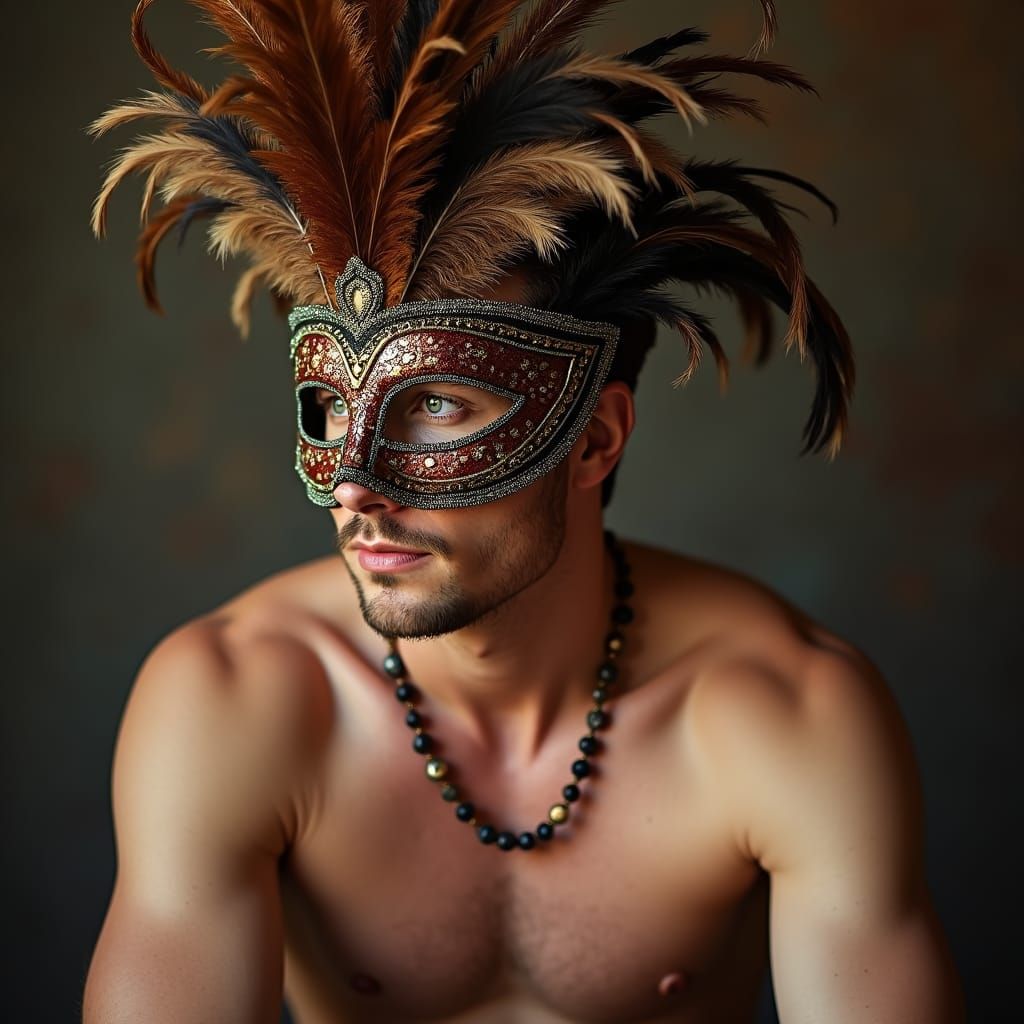 Bohemian Man in Venetian Mask