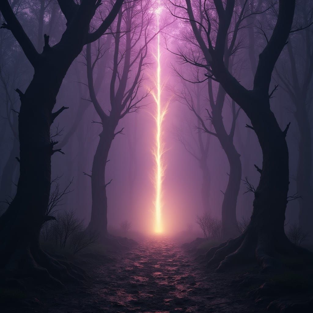 Surreal Dark Fantasy Trail Illuminates a Haunting Foggy Fore...