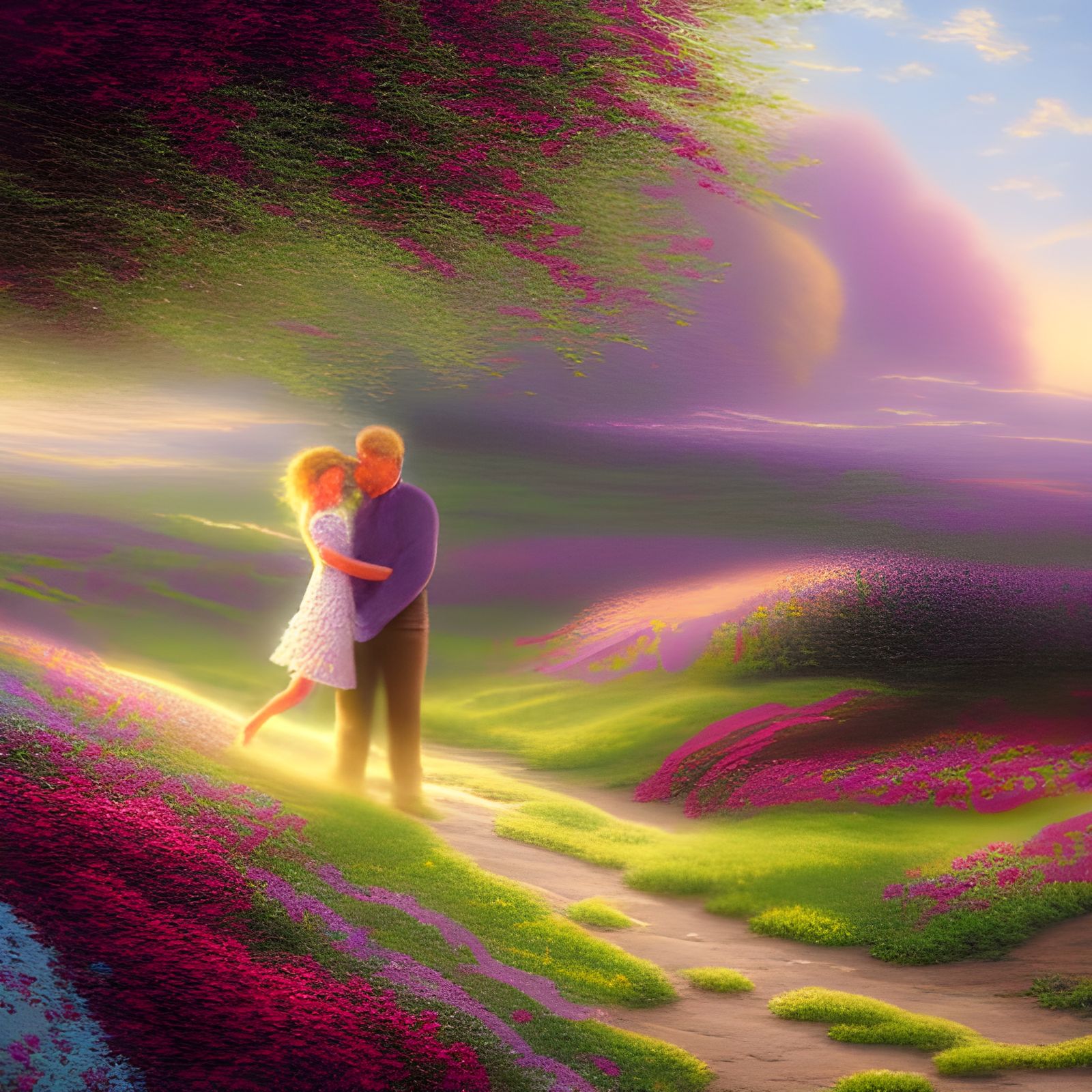 Father and Daughter's Joyful Embrace in Field