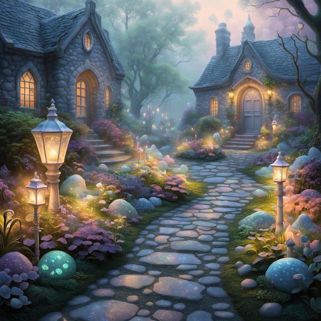 Sea Garden Path in Ethereal Fantasy Style