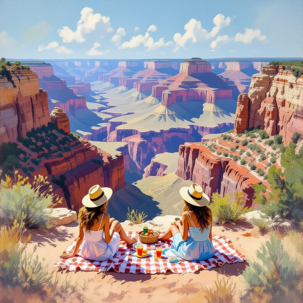 Grand Canyon Picnic in Impressionistic Rococo Style