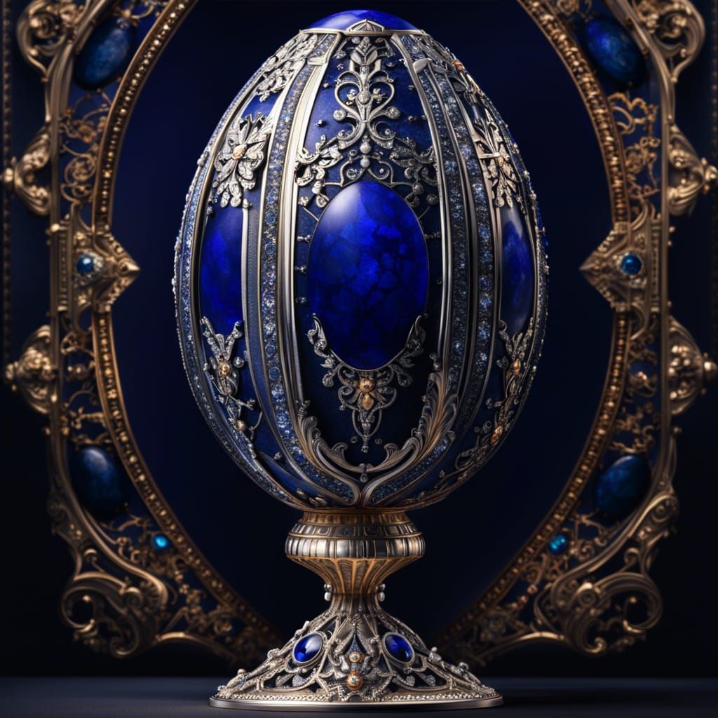 Lapis and Silver Fabergé Egg Digital Painting
