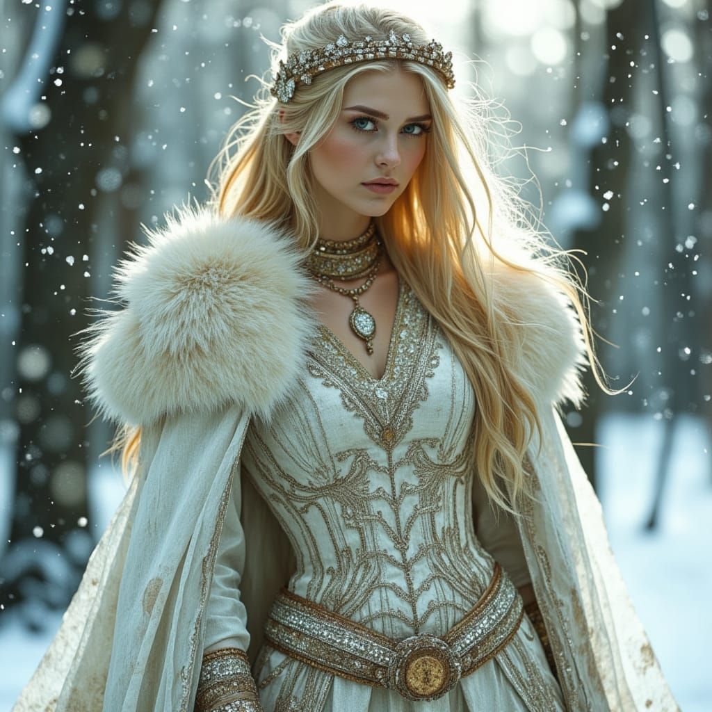 Viking Queen in Lace Armor, Digital Art
