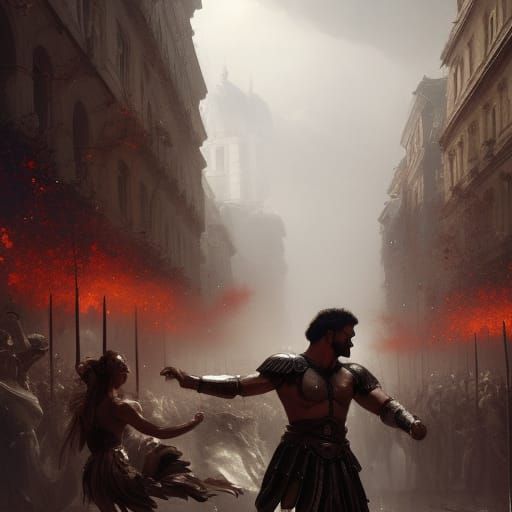Gladiator Waltzes in Vienna: Dark Fantasy Concept Art