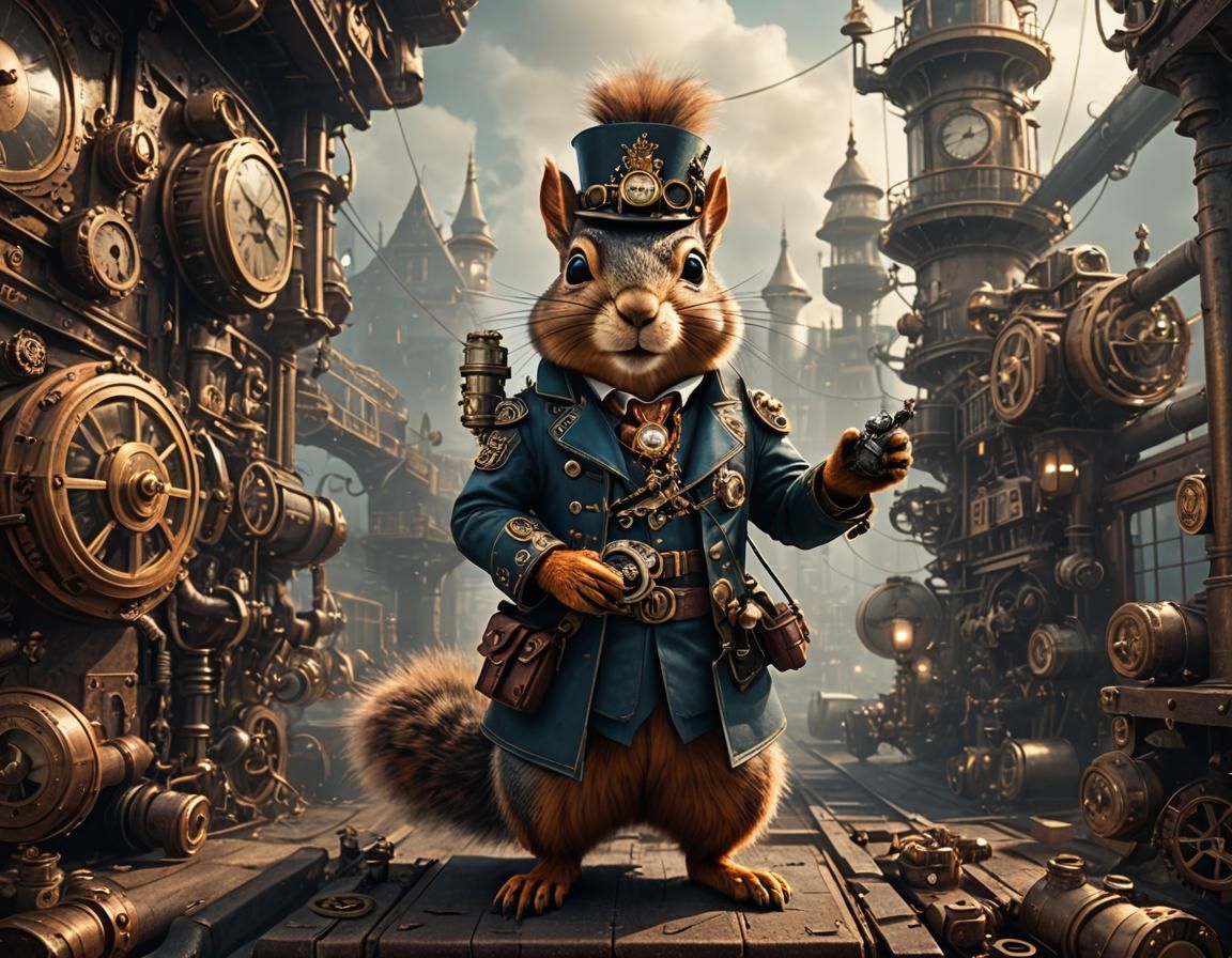Steampunk Squirrel in Epic Cinematic Style