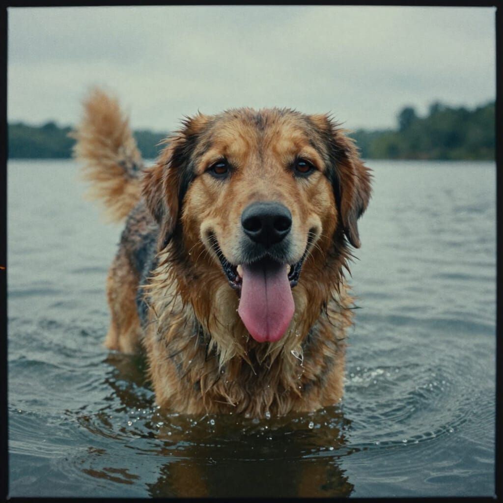 Dog Sticking Tongue Out in Watercolor Style
