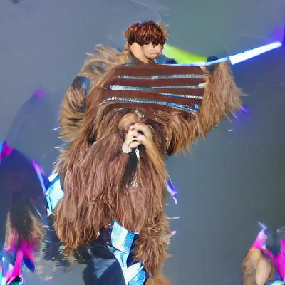 Fierce Wookiee Warrior Portrait in Sci-Fi Style