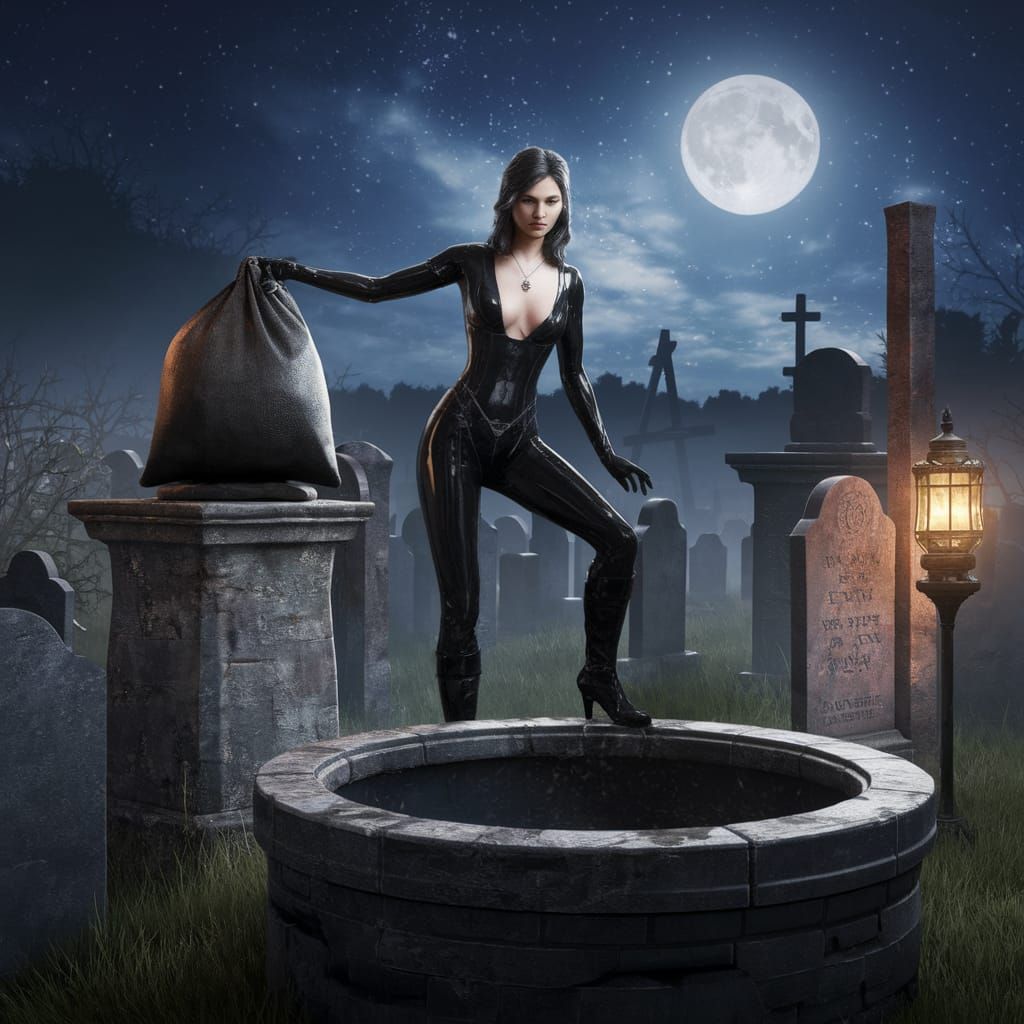 Princess of the Need in Haunting Moonlit Graveyard Scene