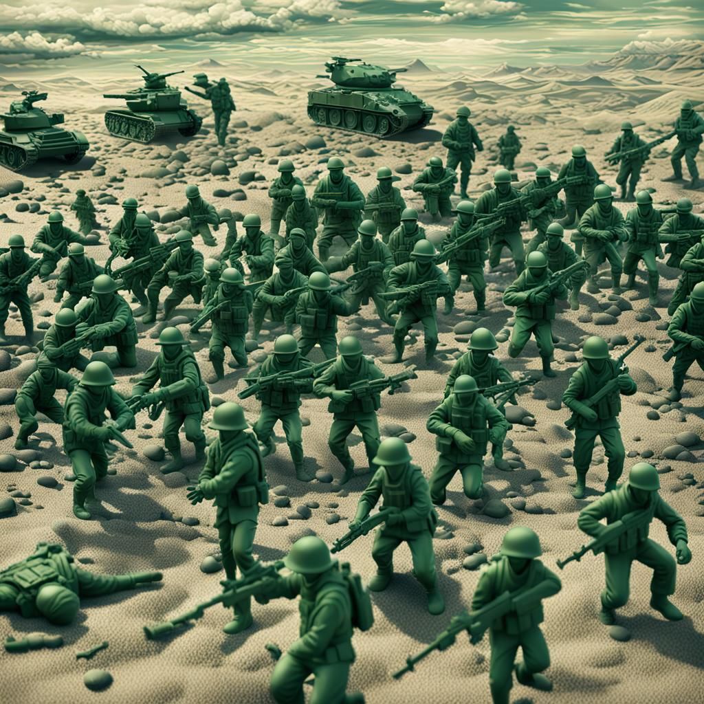 Green Plastic Army Men Beach Battle