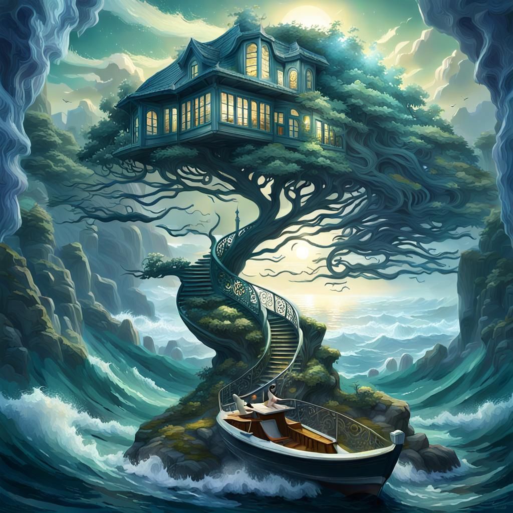 SPIRAL STAIRCASE UP TO A LUXURY ELVEN COTTAGE