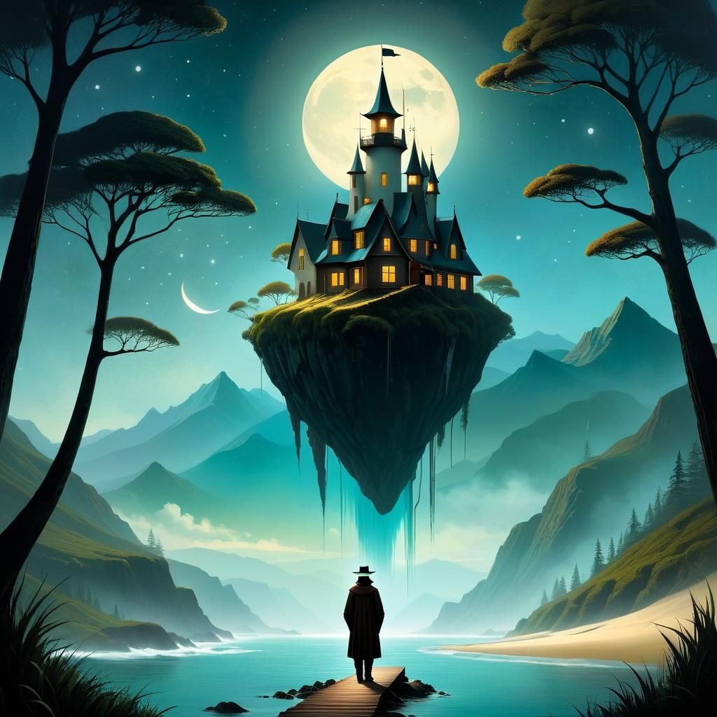 Serene Beach Scene in Digital Fantasy Art Style