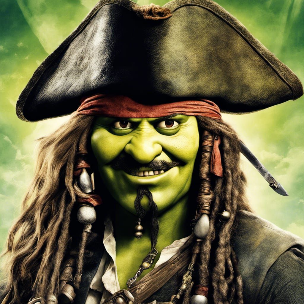 Shrek as Captain Jack Sparrow Movie Poster