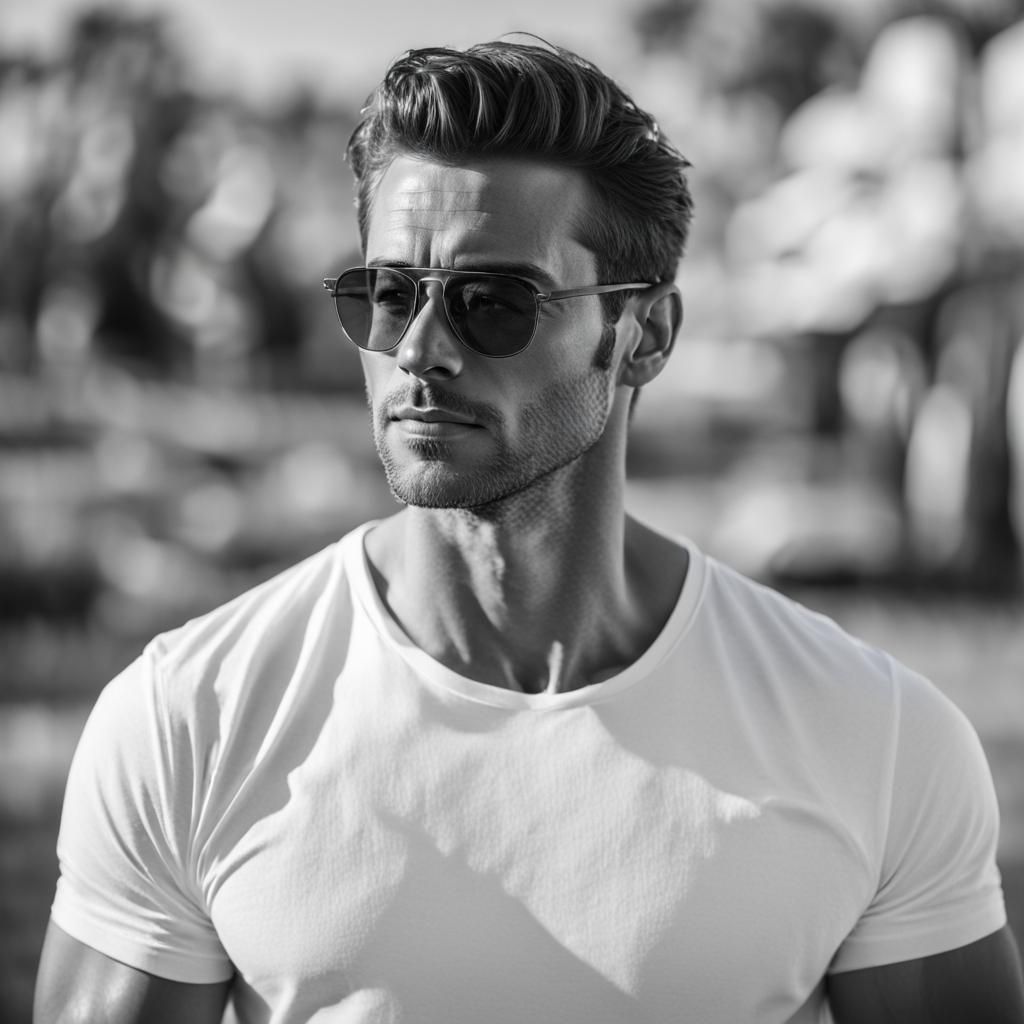 Striking Black and White Portrait of Attractive Man