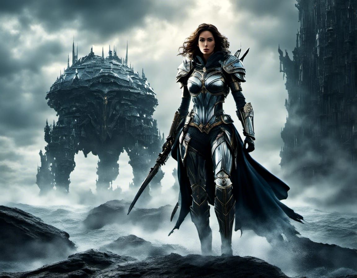 Hyperrealistic Cyborg Walks Misty Ocean Shore