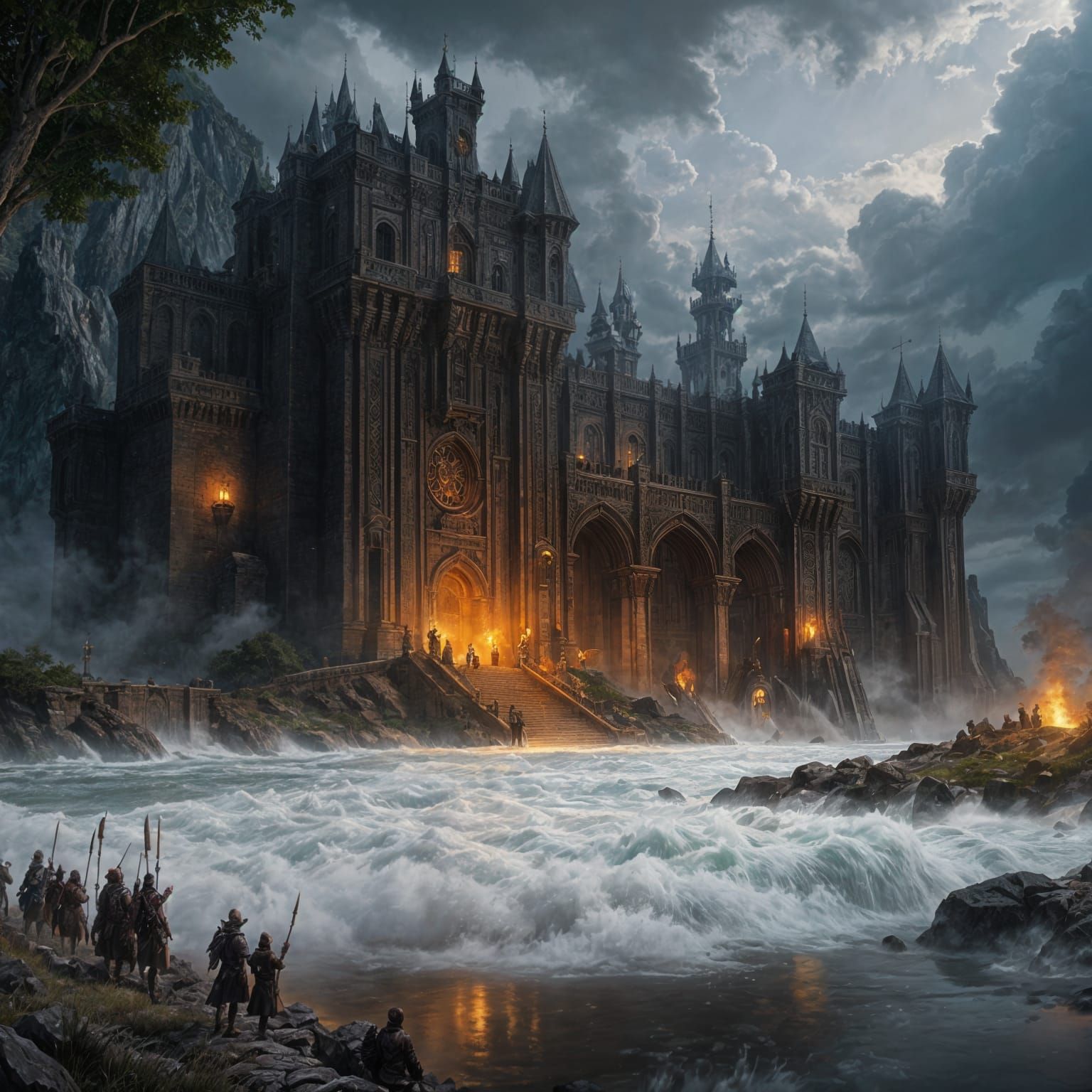 Epic Bandit Fortress in High Fantasy Style