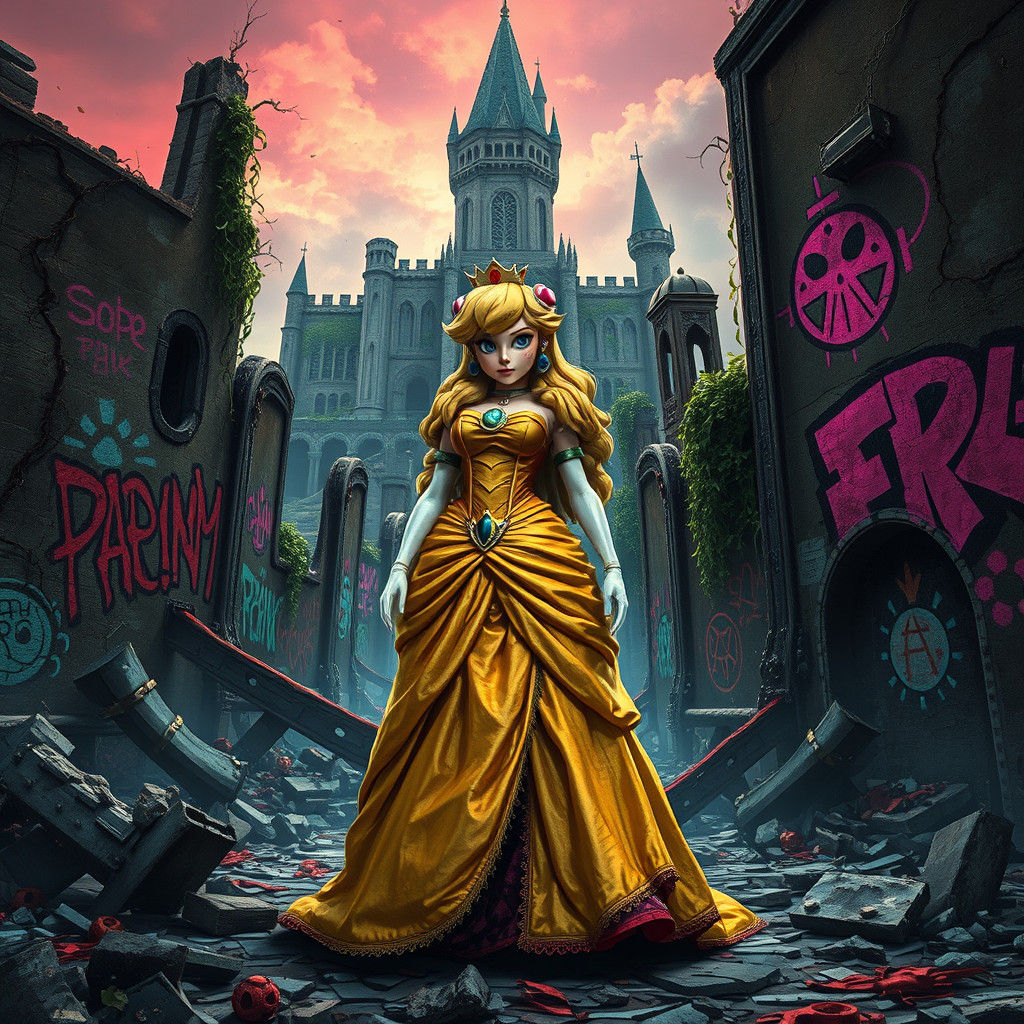 Princess Peach in Dark Post-Apocalyptic Kingdom