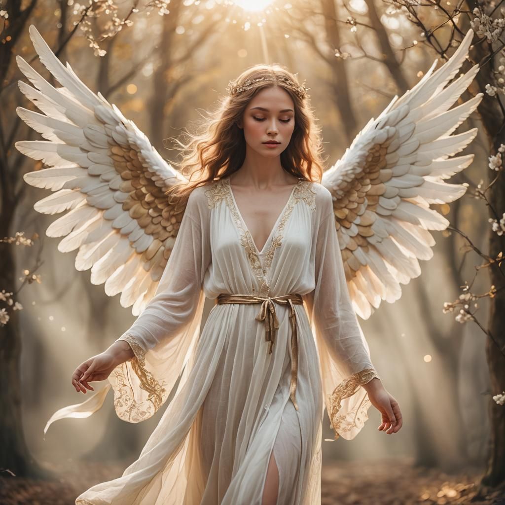 Ethereal Angel in Soft, Golden Light