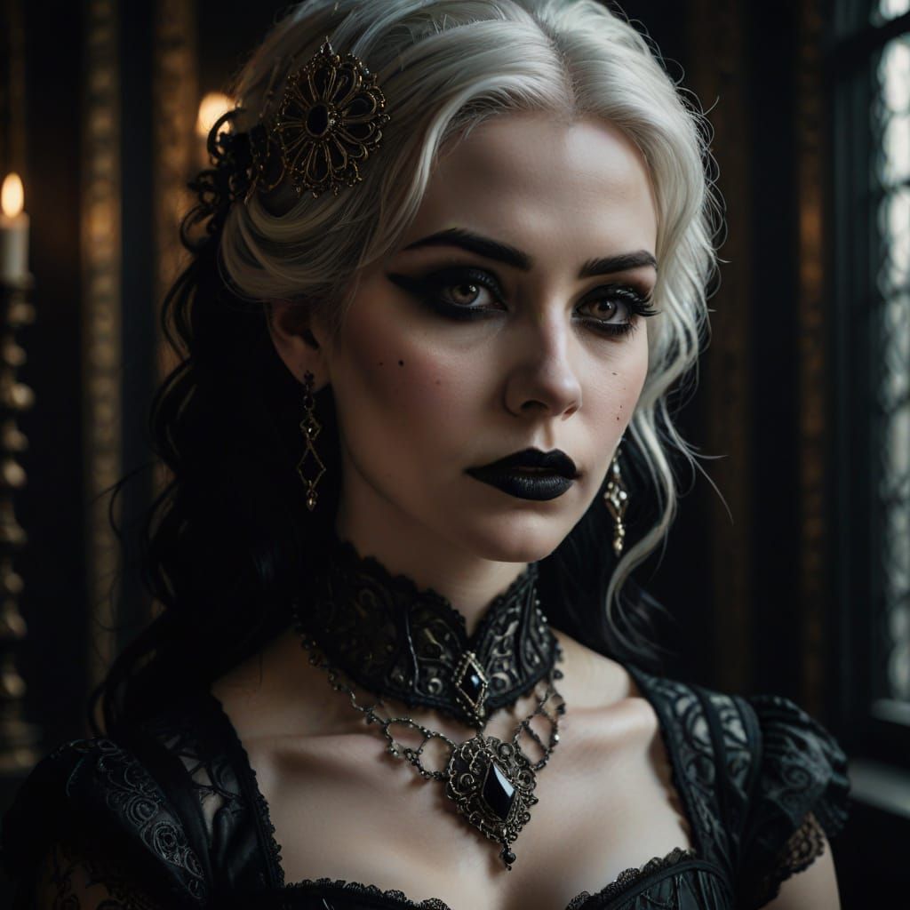 Gothic Woman Portrait in Dark Romanticism Style
