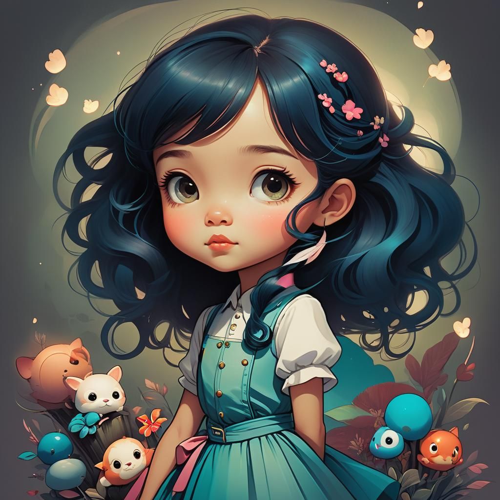 Dreamy Slow Loris in Storybook Cartoon Style