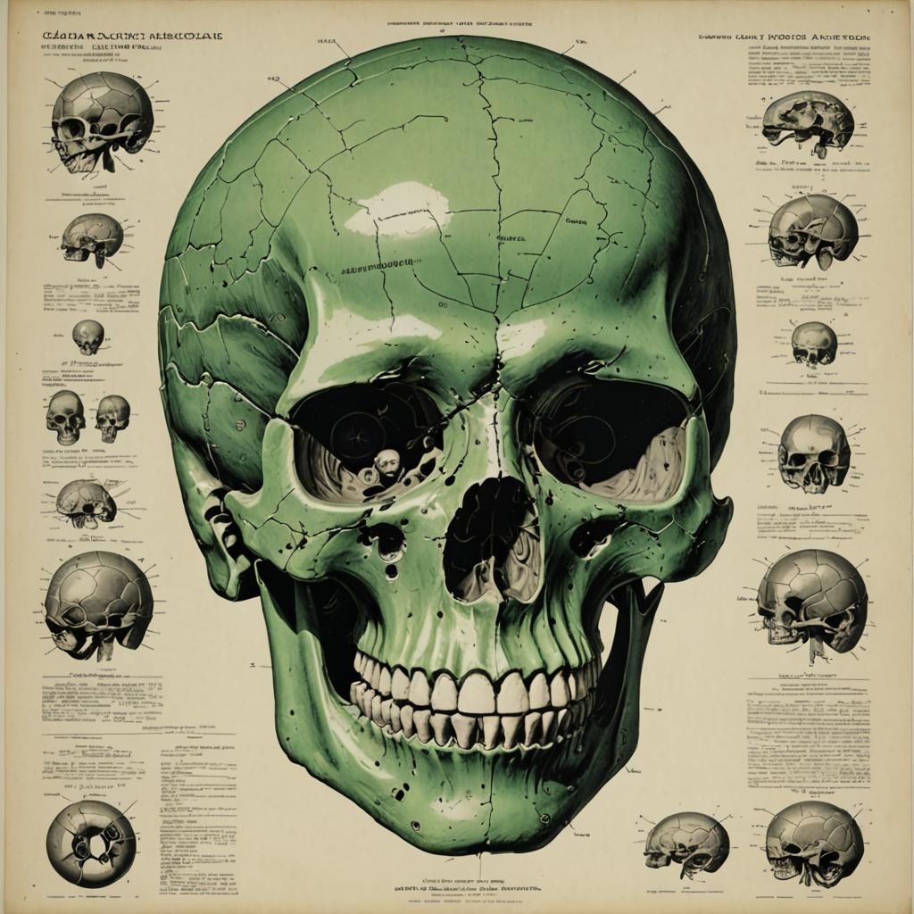 Radioactive Cranium: Lithographic Illustrated Poster