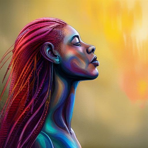 African Woman Singing in Theater, Hyperrealistic Art