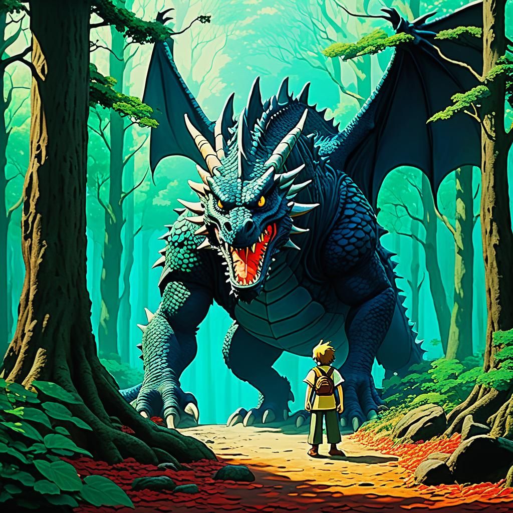Siegfried Battles Dragon: Studio Ghibli Style