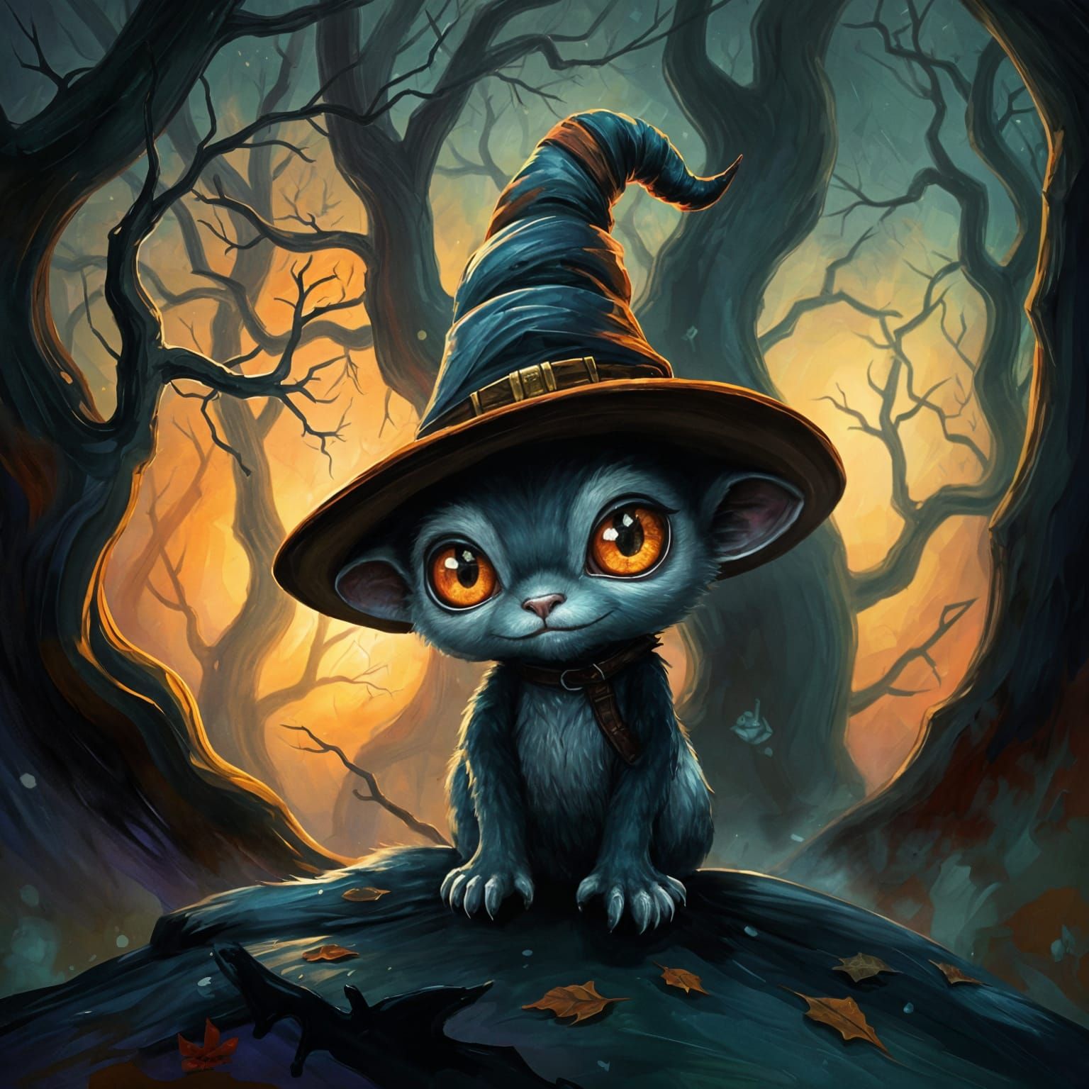 Enigmatic Woodland Sprite in Whimsical Wizard Attire