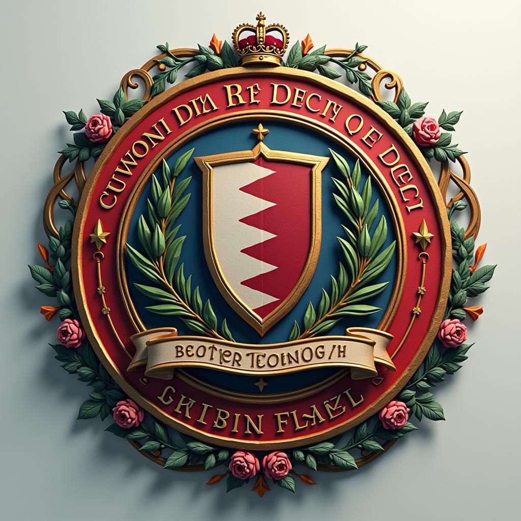 Leeds School Emblem with Flags, Fantasy Concept Art