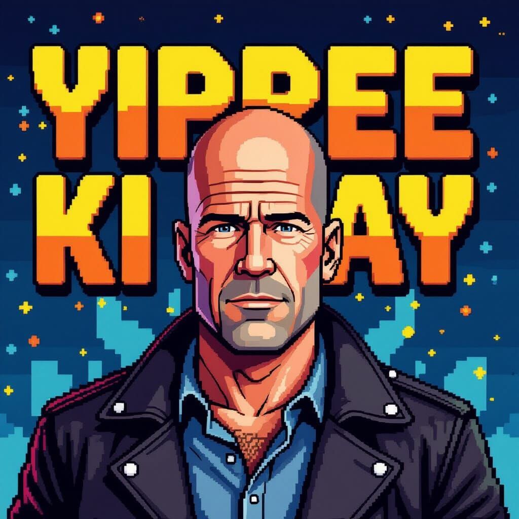 Bruce Willis Tough Guy Pixel Art Portrait