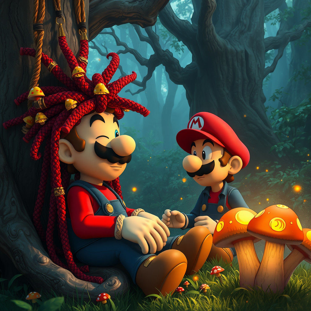 Mario's Mystical Forest Dreads: Fantasy Concept Art