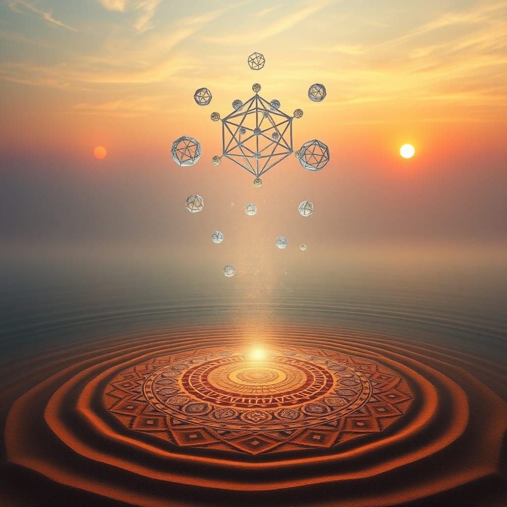 Surreal Sky Portal with Geometric Shapes