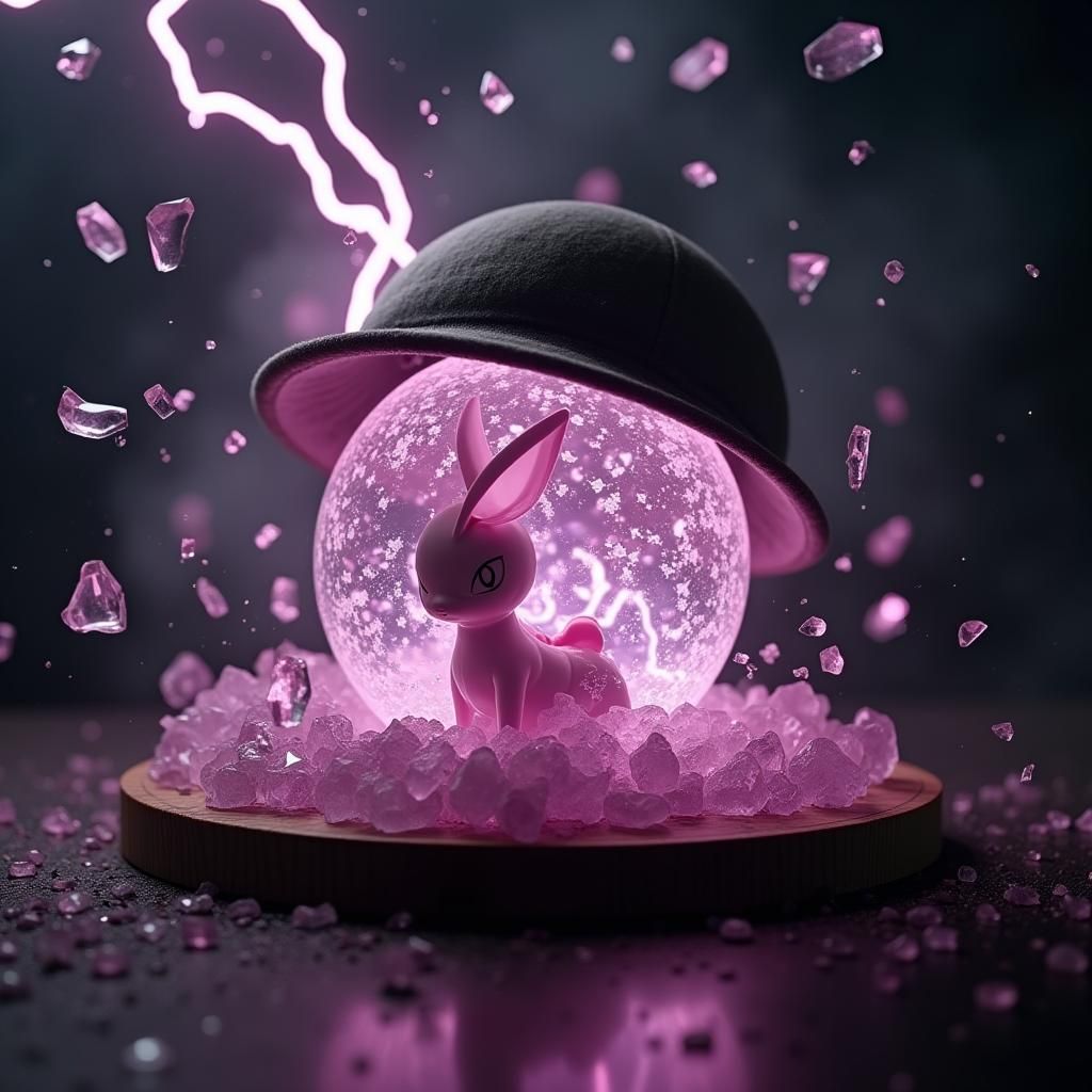 Exploding Glass Pokeball Reveals Sleeping MewTwo