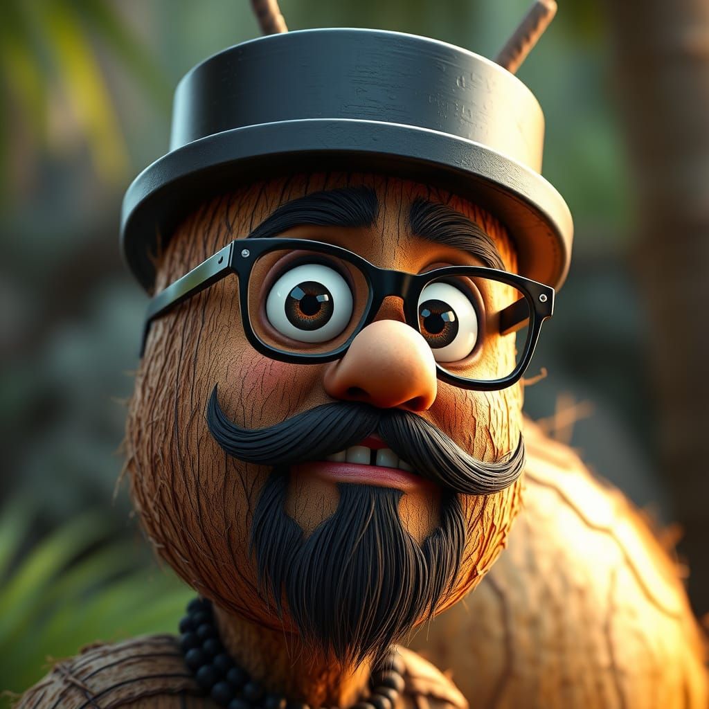 Coconut-Man Hybrid in Detailed 3D Render
