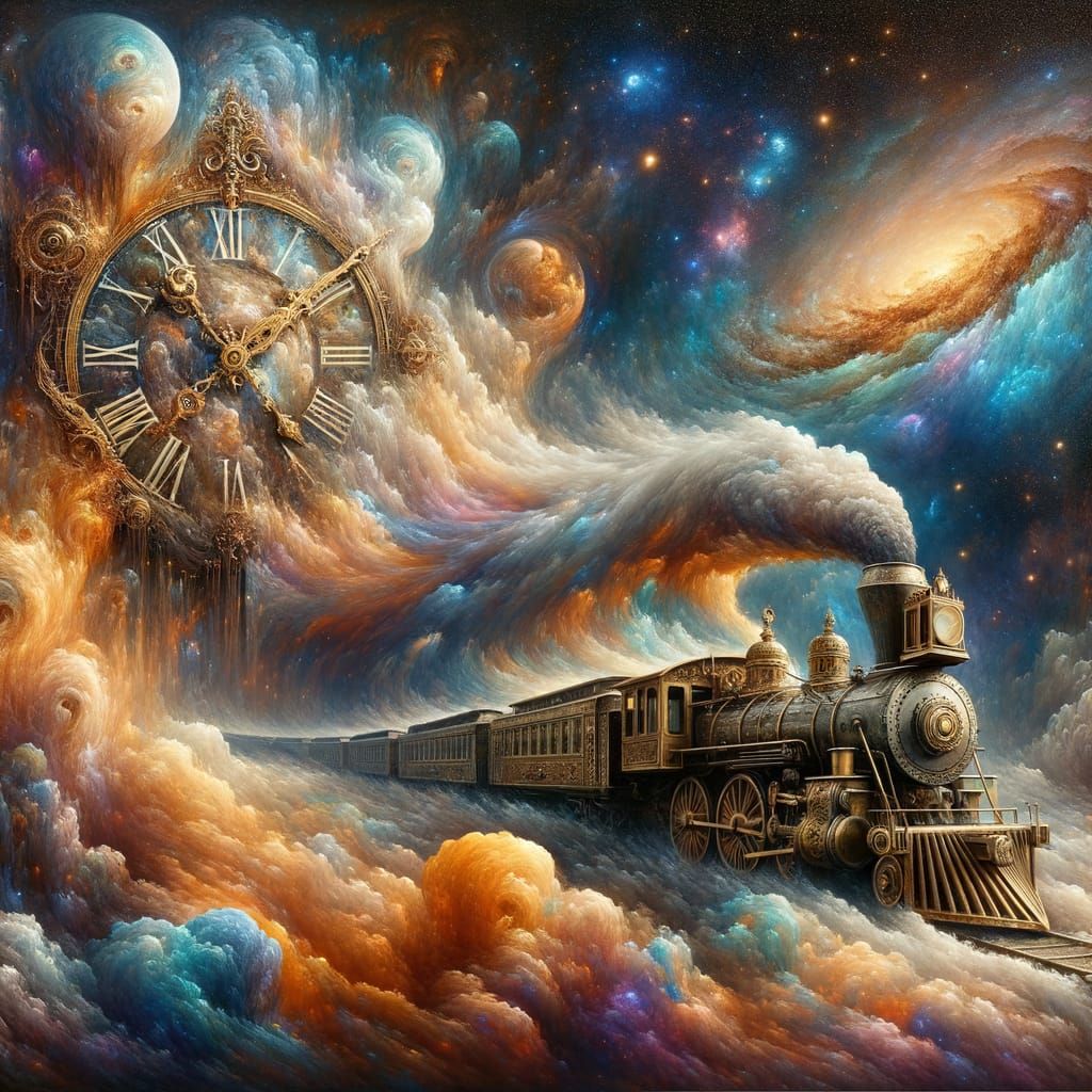 Surreal Steam Train Journey Through Time and Space