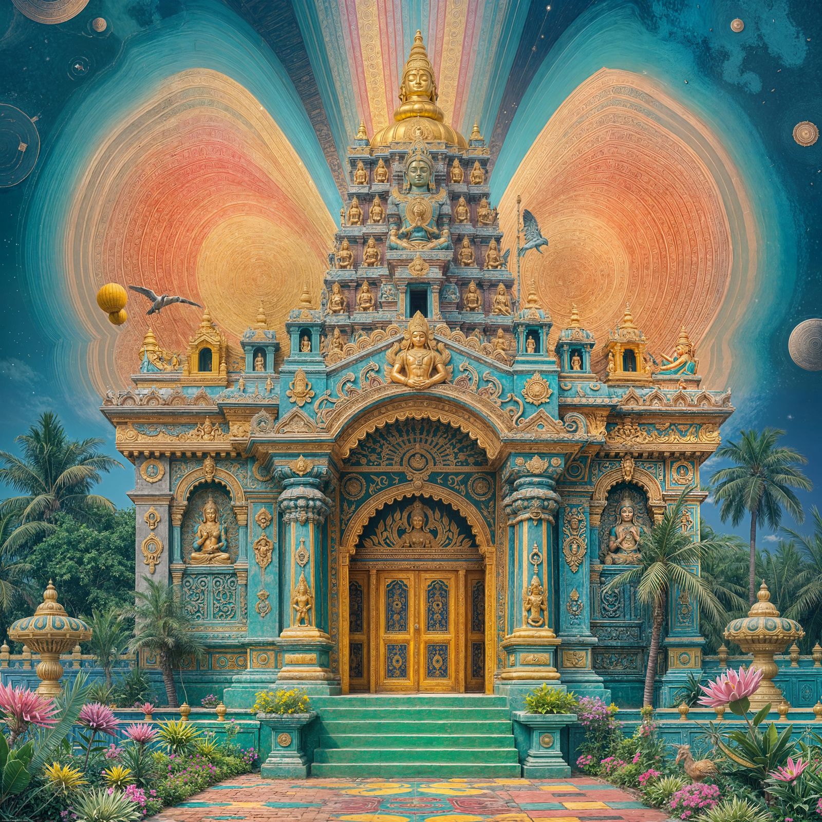 Psychedelic Meenakshi Amman Temple Art