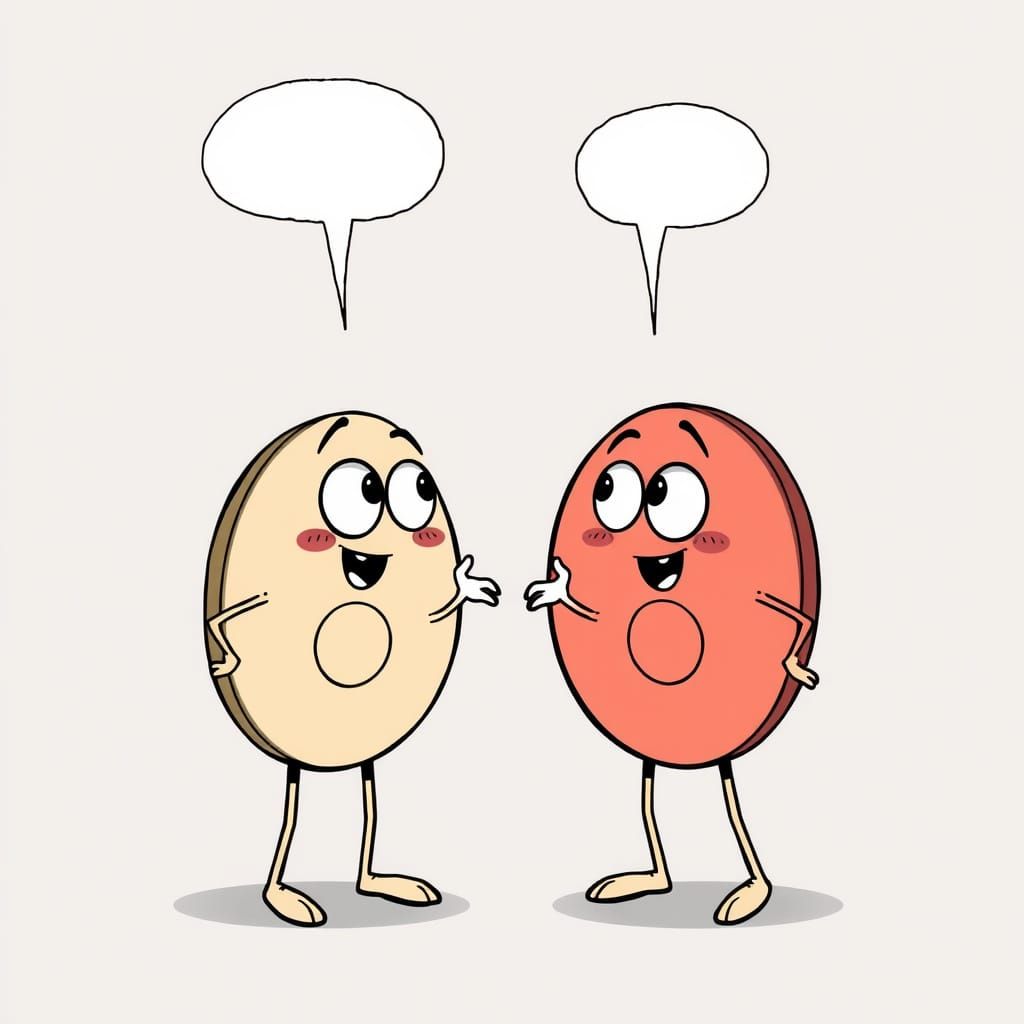 Cartoon Discus Athletes Chatting with Speech Bubbles