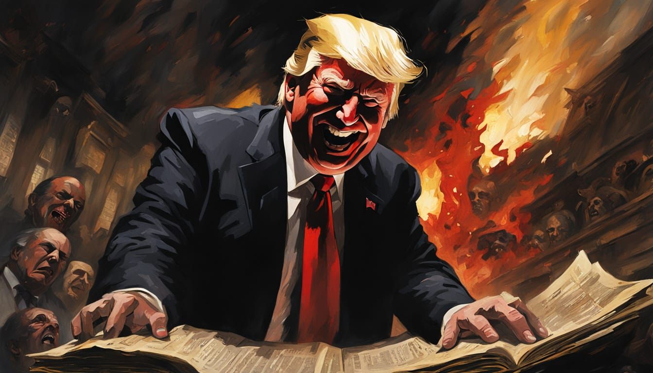 Donald Trump as Crumbling Antichrist: Dark Fantasy Art