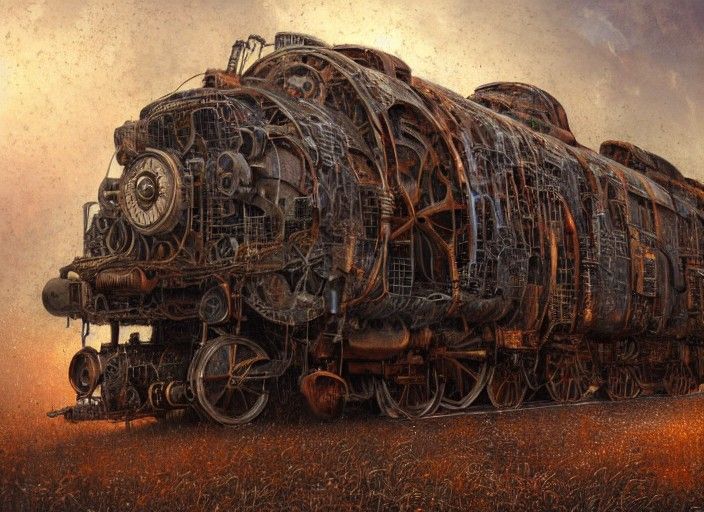 Steampunk Locomotive in Dutch Golden Age Style
