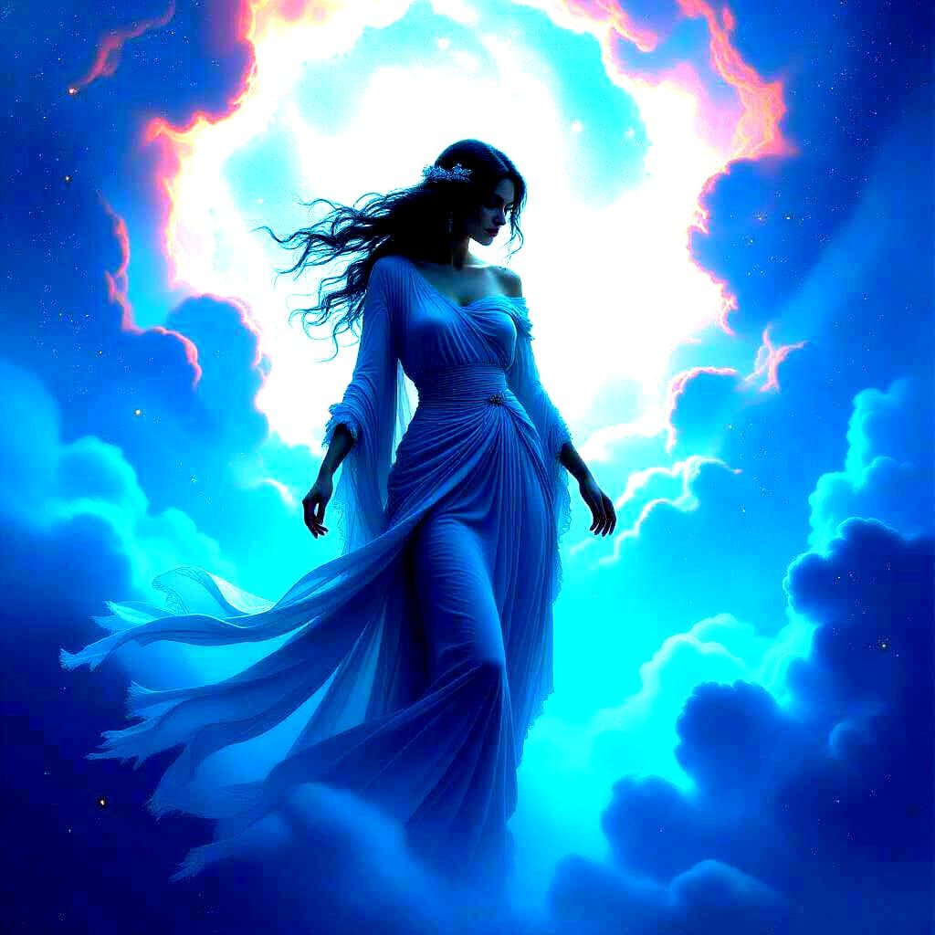 Spectral Woman in Cosmic Dreamscape