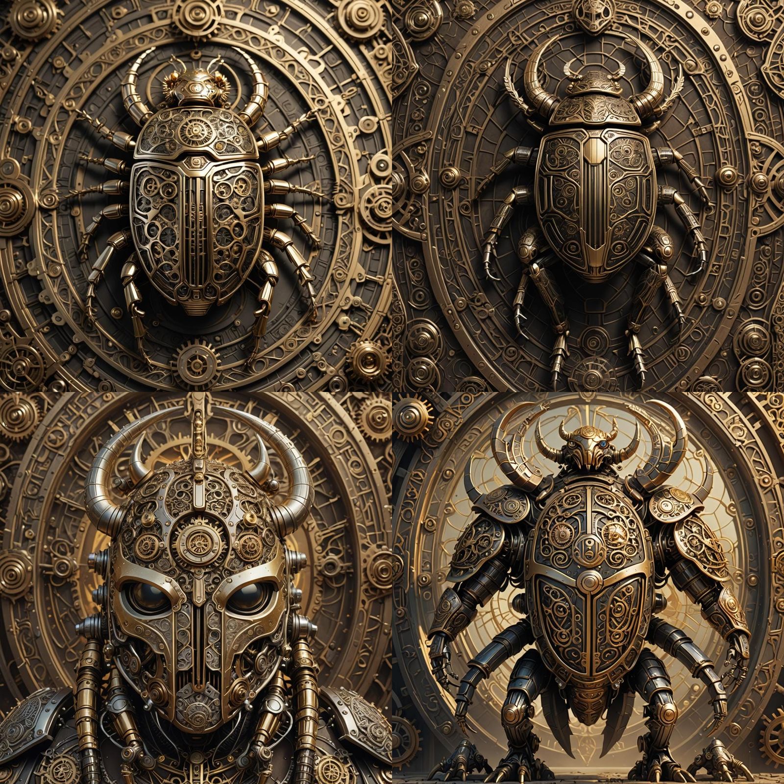 Mechanical Scarab with Viking Punk Design, Digital Art