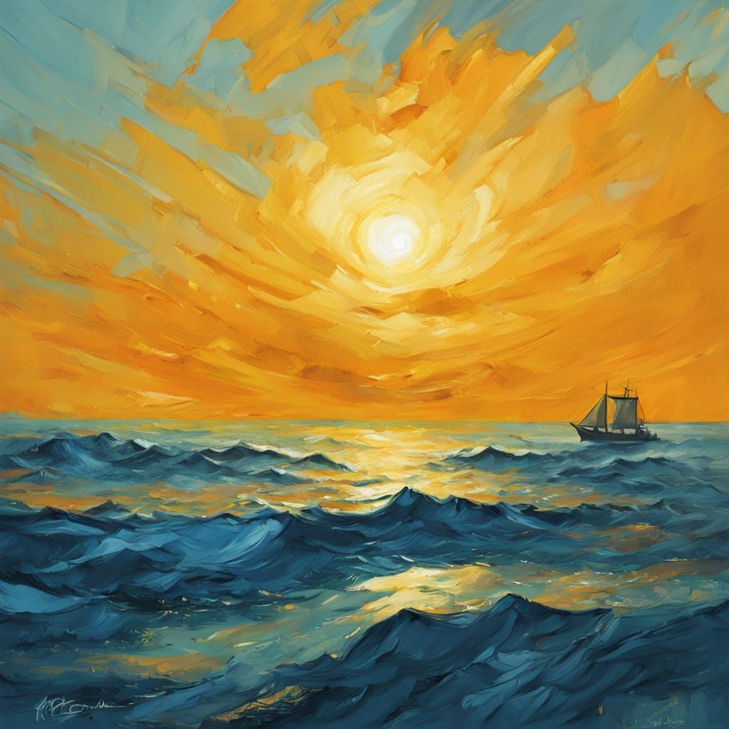 Easter Bunny Rows the Sea: Neo-Expressionist Oil Painting