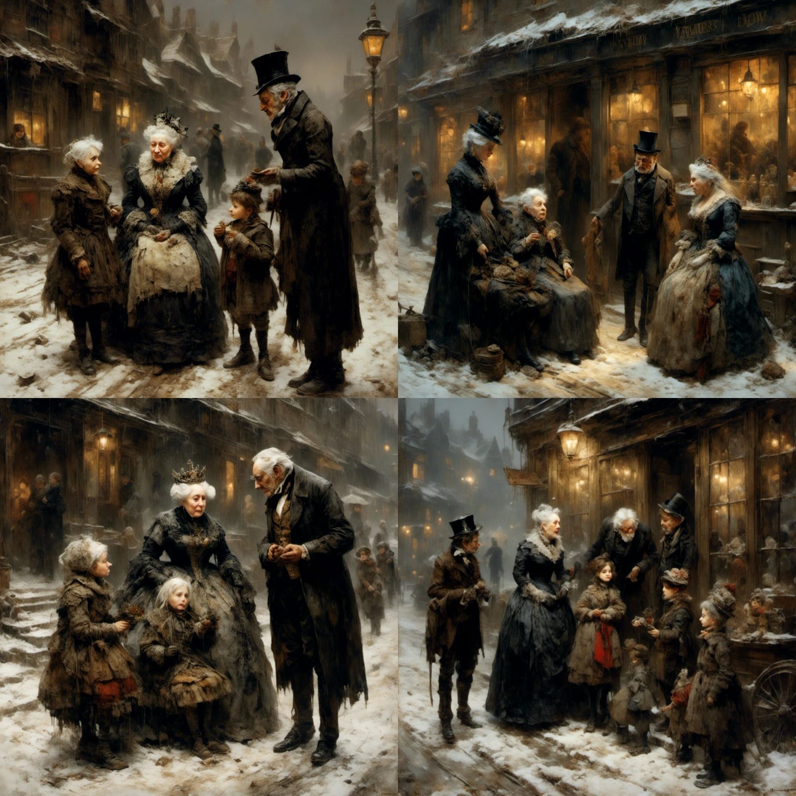 Queen Victoria and Street Urchins: An Oil Painting