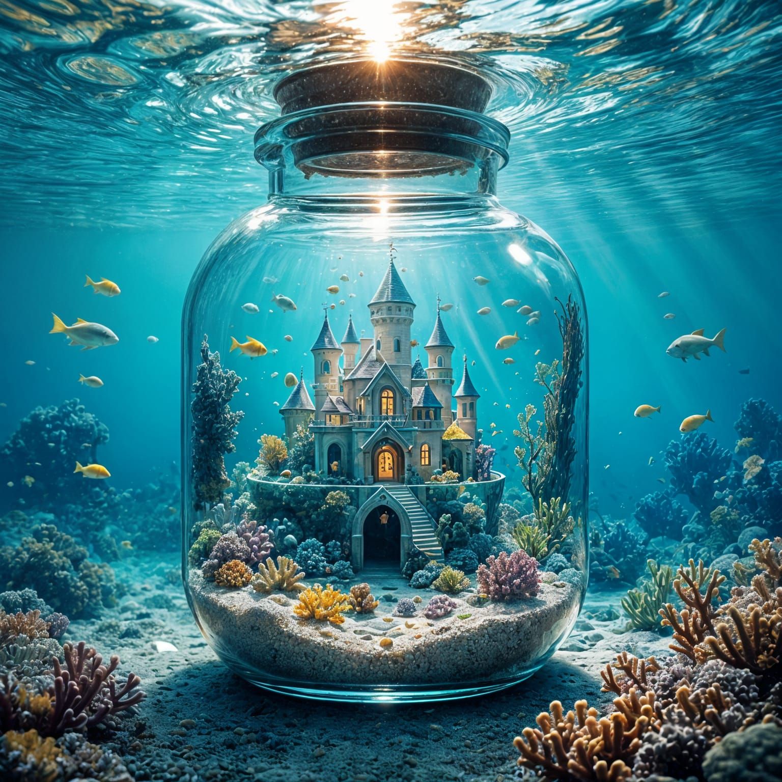 Underwater Kingdom Hidden in Glass Jar