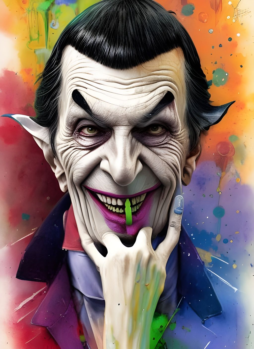 Crayon Caricature of Leonard Nimoy as The Joker